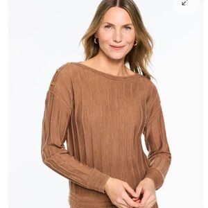 Talbots Radiating Ribbed boat neck Sweater - colour is Jasper Heather